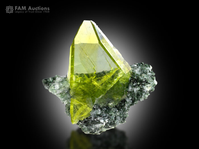 Sphene with Byssolite on Matrix