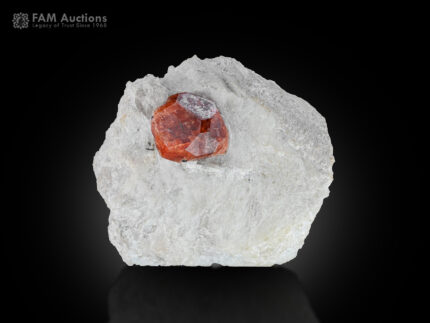 A lovely spessartine garnet on white matrix from Shengus, Roundu District, Gilgit-Baltistan, Pakistan