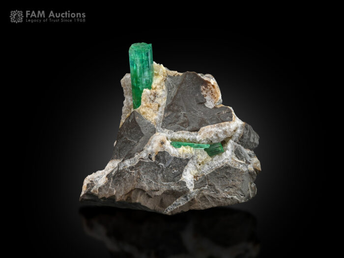 Emerald on matrix from Panjshir Valley, Afghanistan.