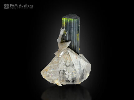 Green cap tourmaline with Cleavelandite from Stak Nala, Haramosh Mts., Roundu District, Gilgit-Baltistan, Pakistan.