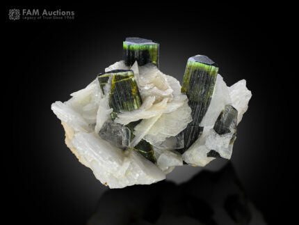 Green cap tourmaline with Cleavelandite from Stak Nala, Haramosh Mts., Roundu District, Gilgit-Baltistan, Pakistan.