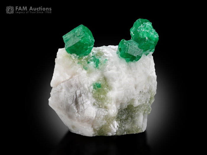 Beryl var. emerald crystals on matrix from Swat District, Khyber Pakhtunkhwa Province, Pakistan.