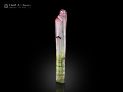 Bicolor tourmaline crystal from Paprok, Nuristan, Afghanistan.