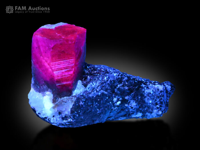 Corundum var. sapphire on matrix from Zazafotsy Quarry, Zazafotsy, Ihosy District, Ihorombe, Madagascar.