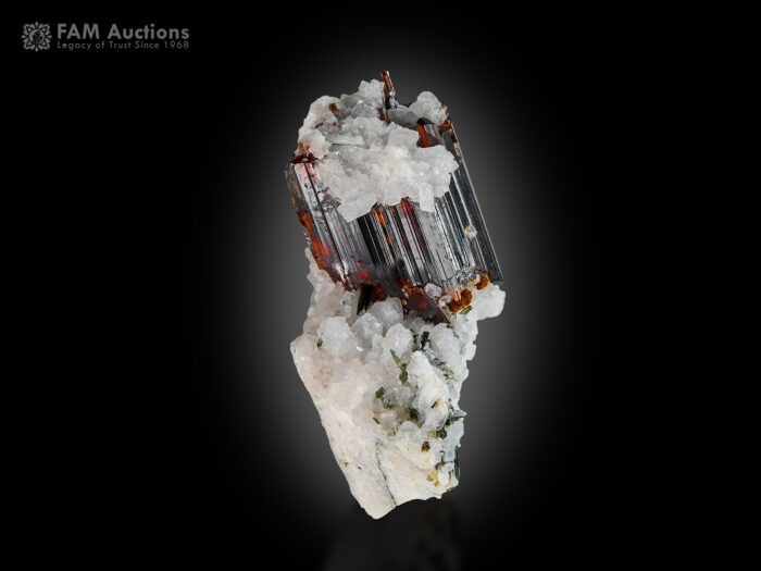 Rutile with aegirine on matrix from Zagi Mountains, Khyber Pakhtunkhwa, Pakistan.