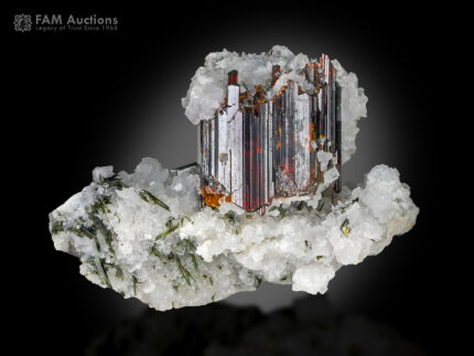 Rutile with aegirine on matrix from Zagi Mountains, Khyber Pakhtunkhwa, Pakistan.