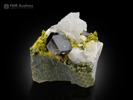 Garnet var. andradite with epidote and adularia from Kharan District, Balochistan Province, Pakistan.
