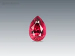 Pear cut 2.35 carat rhodolite garnet with vivid pink-red color and brilliant sparkle, sourced from Africa.
