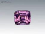 Step cushion cut Tajik spinel with vibrant lavender color, excellent luster, and fine clarity.