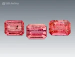 Matching emerald cut vayrynenite gemstones, pink color, Shengus Roundu District, Gilgit Baltistan, Pakistan