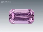 1.80 carat emerald cut pink topaz with delicate rose pink color and excellent clarity from Pakistan