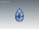 34.15 carat pear cut dumortierite included quartz gemstone from Bahia, Brazil, with blue needle inclusions