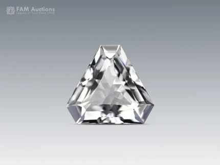 9.50 carat trilliant cut quartz gemstone with eye-clean clarity and bright white color from Pakistan