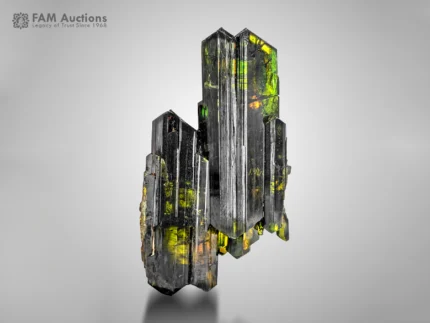 Green and dark epidote cluster with prismatic crystals from Pakistan.