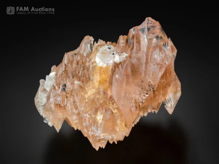 Etched champagne colored topaz crystal with natural sculpted surfaces