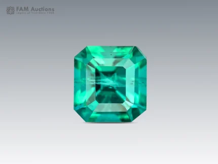Asscher cut tourmaline gemstone with blue and green colors from Afghanistan