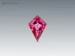 Kite cut rhodolite garnet gemstone with vibrant pink color and eye-clean clarity.