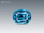 Vivid blue zircon with excellent sparkle and an elegant cushion cut