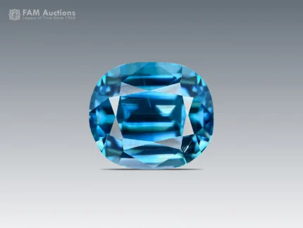 Vivid blue zircon with excellent sparkle and an elegant cushion cut