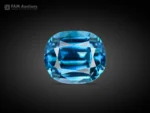 Cushion cut blue zircon gemstone with vivid blue color and strong brilliance
