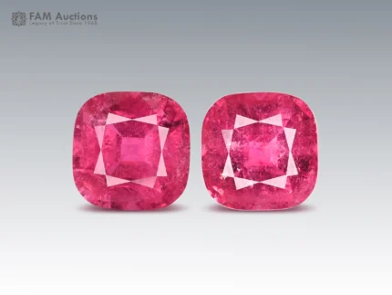 Hot pink rubellite tourmaline pair cushion cut Afghanistan.