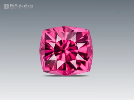0.95 carat cushion-cut rhodolite garnet with vivid raspberry-pink color