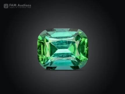 Cushion cut blue and green tourmaline gemstone from Afghanistan with vibrant color