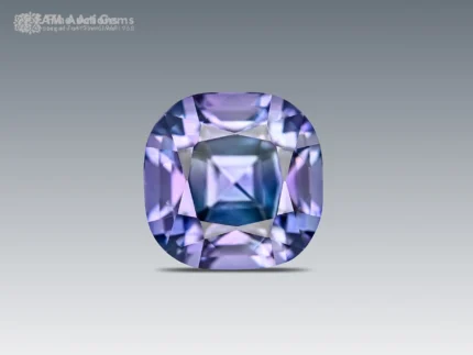 11.10 carat cushion-cut purple apatite gemstone with brilliant luster.