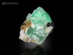 Green fluorite crystal with black schorl creating a strong contrast.