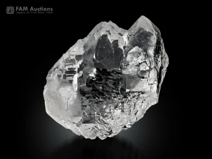 Clear Gwindel Quartz crystal with twisted formation and excellent transparency.