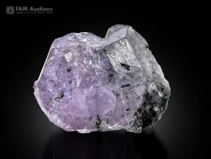 Purple to lavender Apatite crystal with dark Actinolite inclusions from Pakistan