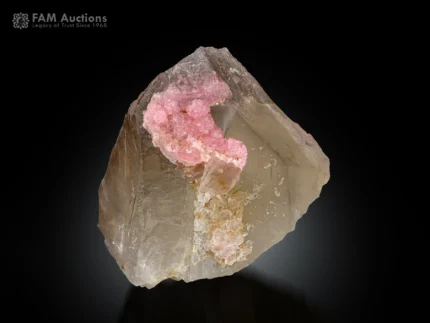Pink Rose Quartz crystals on Smoky Quartz matrix from Afghanistan.