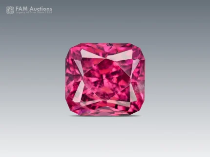 Cushion cut raspberry pink rhodolite garnet gemstone from Africa, 1.05 carats, untreated