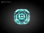 Natural 2.70 carat cushion-cut seafoam green tourmaline from Afghanistan.