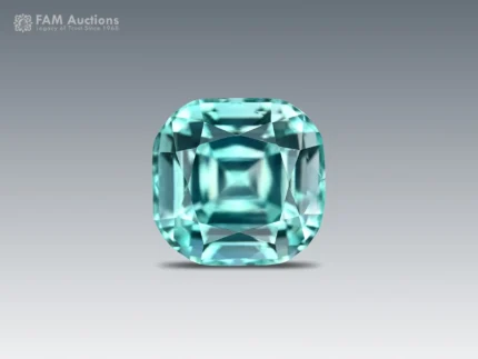 Natural 2.70 carat cushion-cut seafoam green tourmaline from Afghanistan.