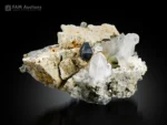 Sharp anatase crystal with quartz and albite matrix mineral specimen.