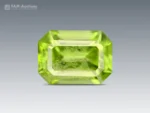 Emerald-cut apple-green peridot gemstone from Pakistan, 1.15 carats, untreated.