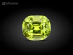 1.20-carat cushion-cut peridot from Pakistan with a fresh apple-green color and bright reflections.