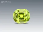 1.20-carat cushion-cut peridot from Pakistan with a fresh apple-green color and bright reflections.