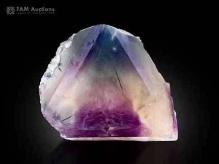 Amethyst Quartz crystal with dark Riebeckite needle inclusions and attractive purple coloration.