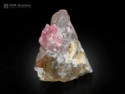 Pink Rose Quartz crystal associated with Smoky Quartz from Afghanistan
