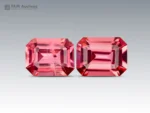 Natural 1.40-carat emerald-cut pink vayrynenite pair from Pakistan.
