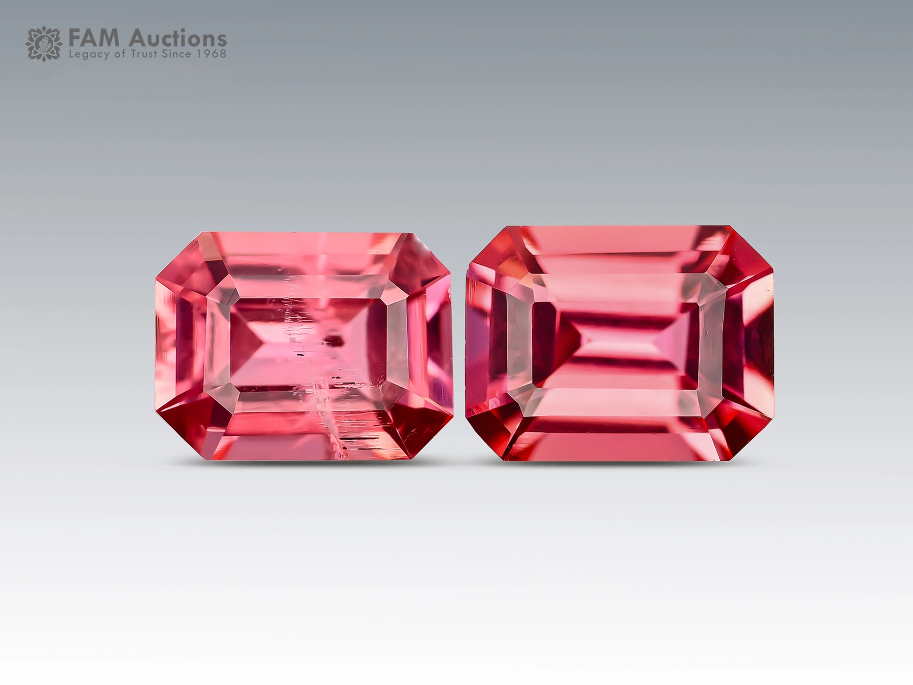 1.40 carat emerald-cut vayrynenite (1) Natural 1.40-carat emerald-cut pink vayrynenite pair from Pakistan.