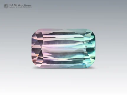 13.95 carat elongated cushion-cut tourmaline with pink and blue-green color zoning from Afghanistan