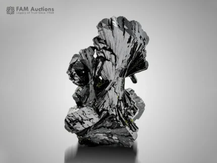 Deep green bow tie epidote cluster with sharp fan-like crystals and excellent luster.