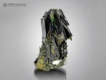 Lustrous black epidote crystals with reddish-brown rutile from Pakistan in a striking mineral association.