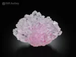 Pink rose quartz crystal cluster with transparent toenail-sized crystals from Pakistan