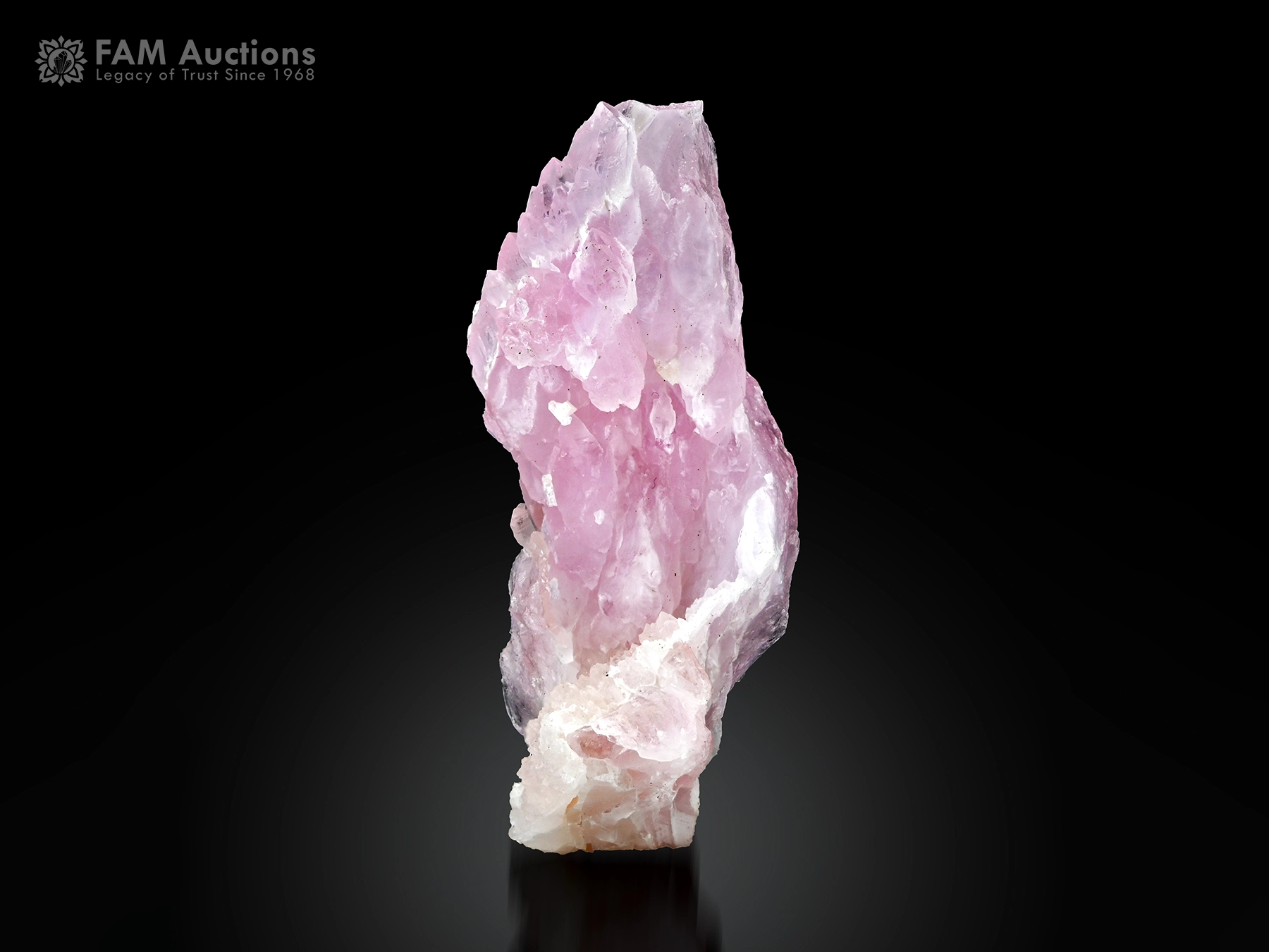 Pink Rose Quartz Crystal Natural pink rose quartz crystal with superb luster and attractive crystallized form.