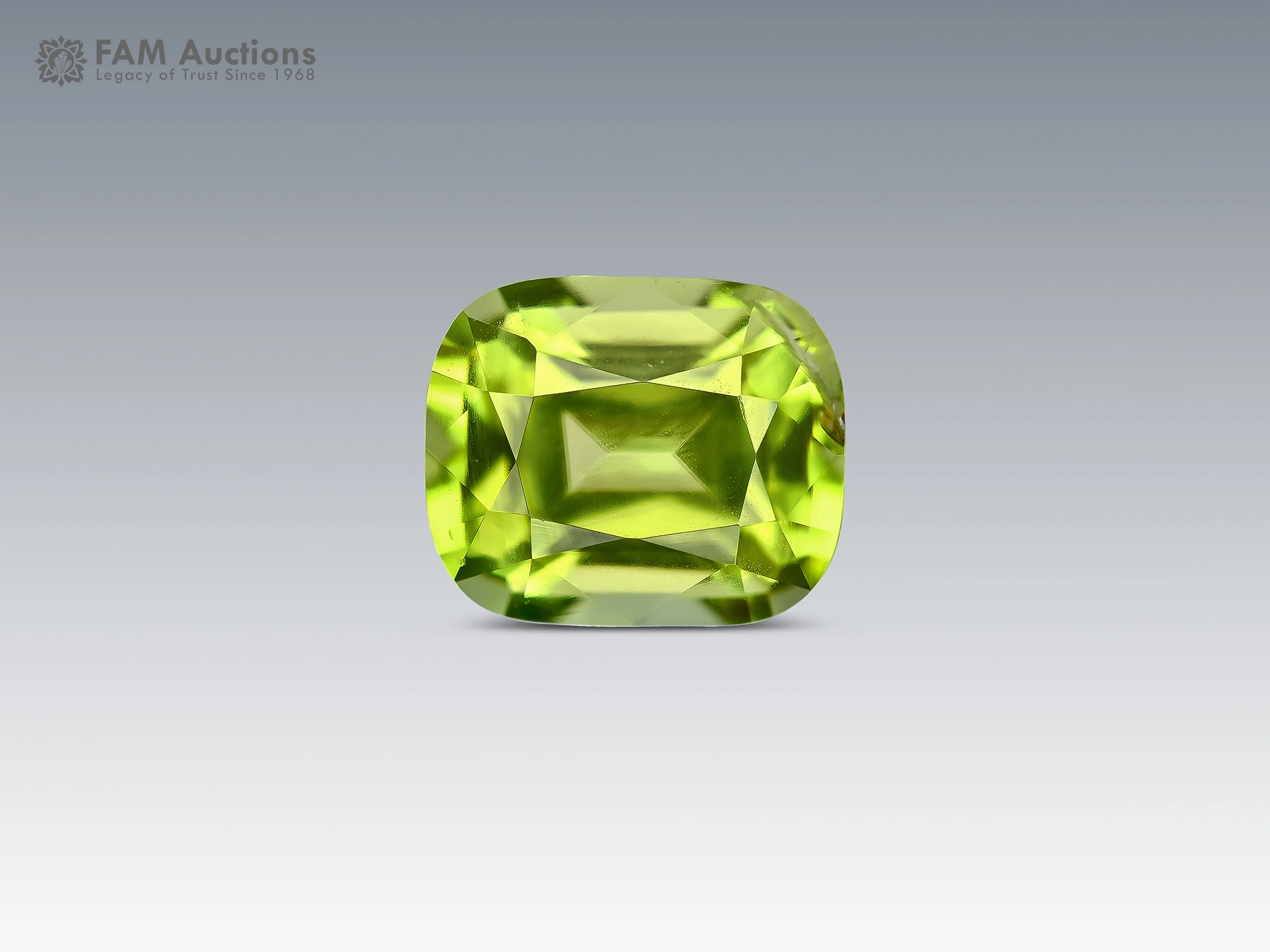 0.75 Carat Cushion Cut Peridot – Pakistan 0.75 carat cushion cut green peridot from Pakistan with eye-clean clarity