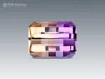 30 carat pixel cut ametrine from Africa with purple amethyst and golden citrine color zoning